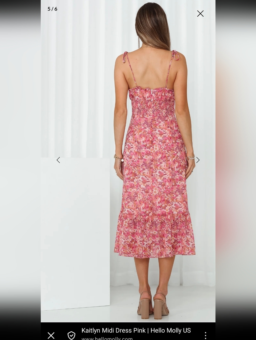 Hello Molly Womens Kaitlyn Midi Dress Coquette Milkmaid Fairy Cottagecore Size 8 - Picture 15 of 16